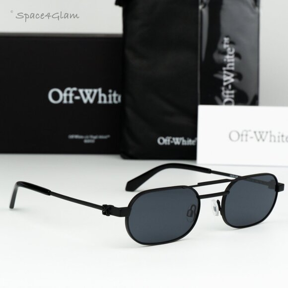 Off-White Men Sunglasses Black Grey Oval OERI123 VAIDEN 1007 NEW AUTHENTIС - Picture 3 of 11